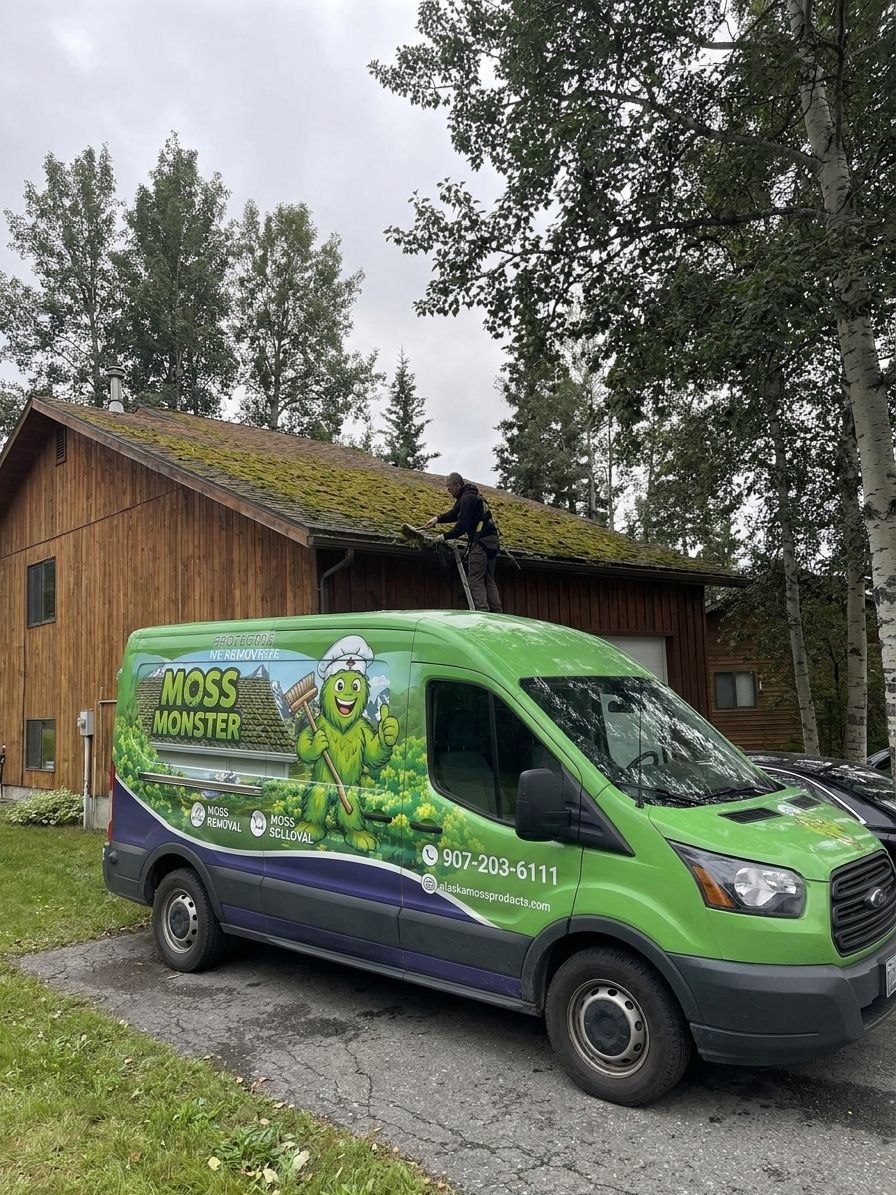 Gutter cleaning for moss-prone roofs