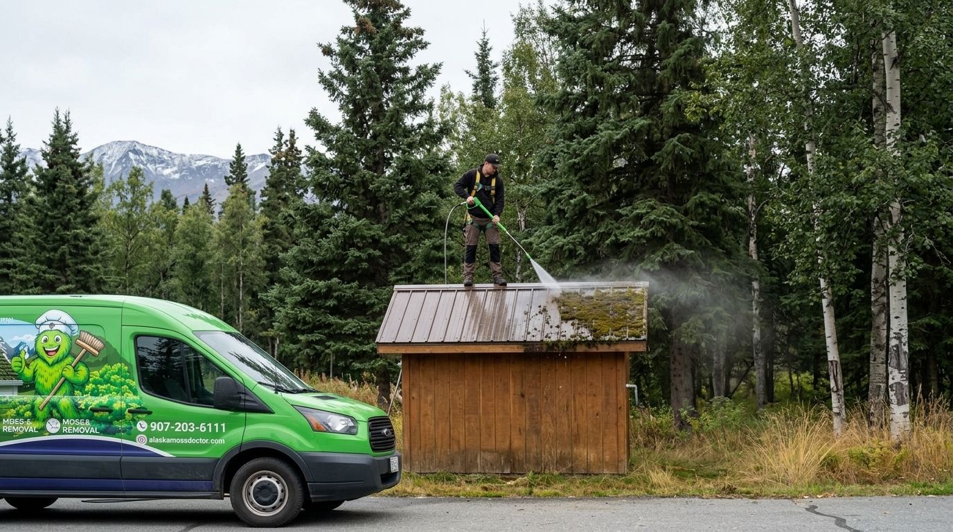 Roof cleaning for Alaska pump houses and wellhouses