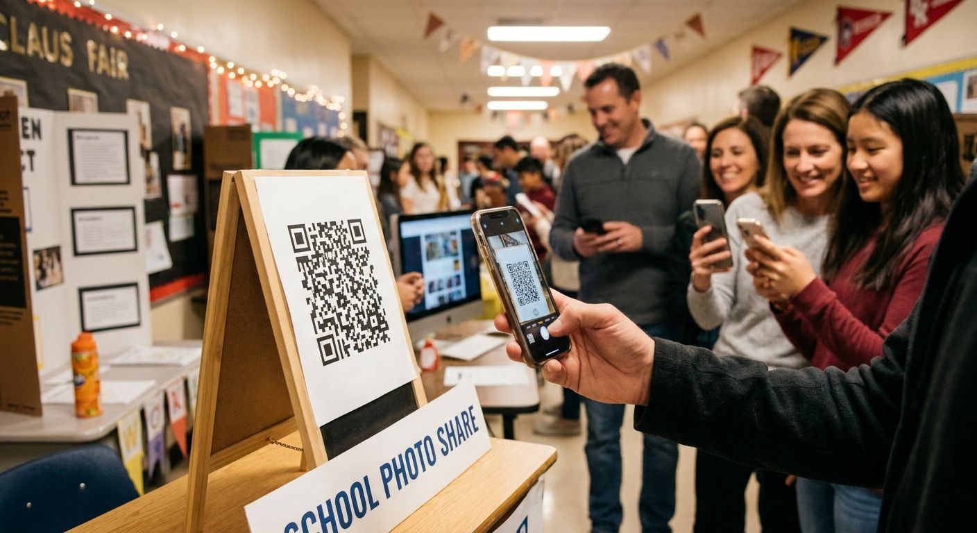 QR code photo sharing for school events