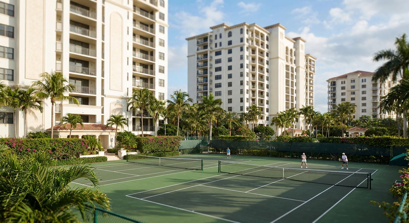 Best luxury condos with private tennis courts in Boca Raton