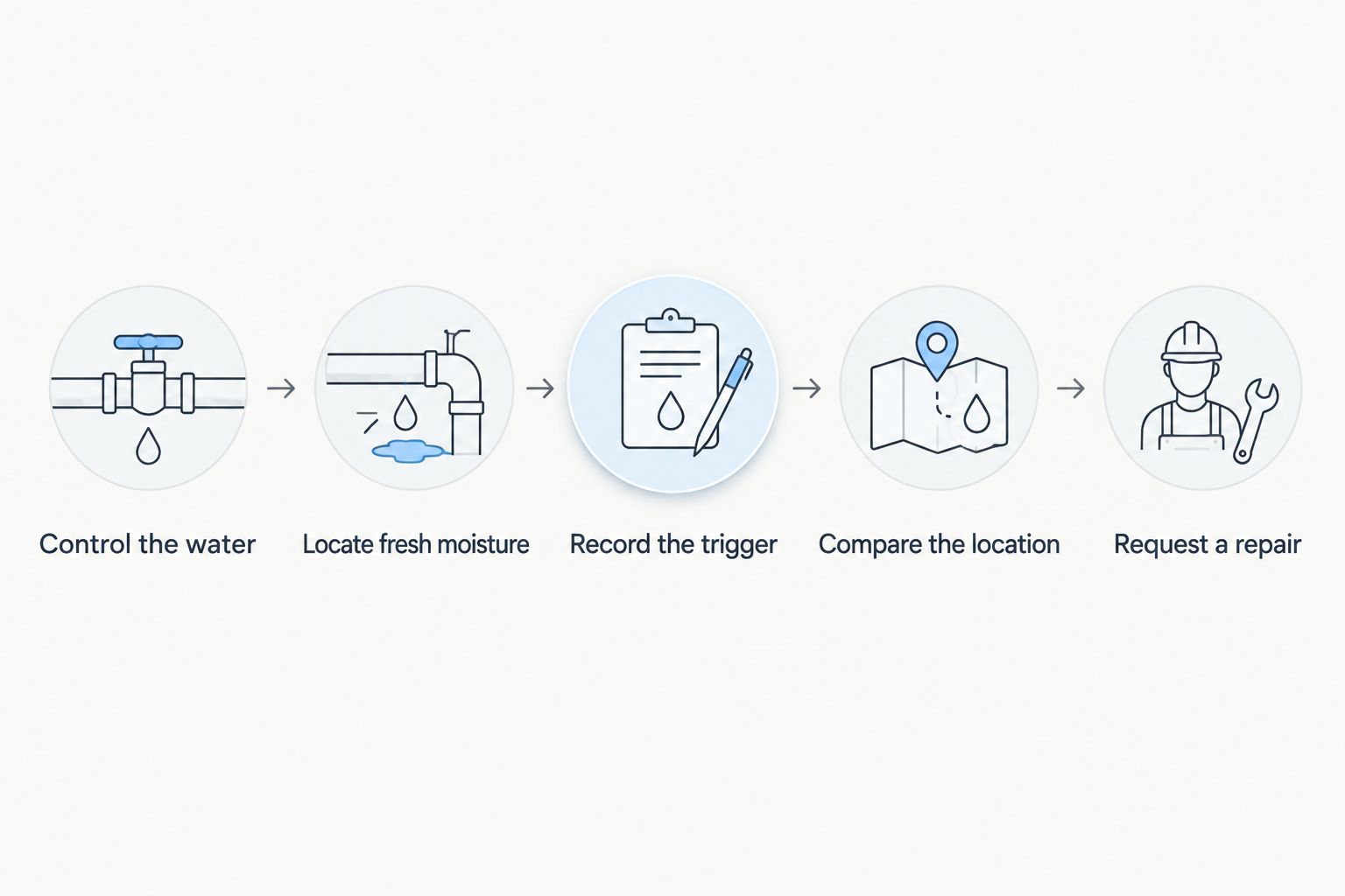 Steps for documenting a repeat pipe leak before requesting another repair