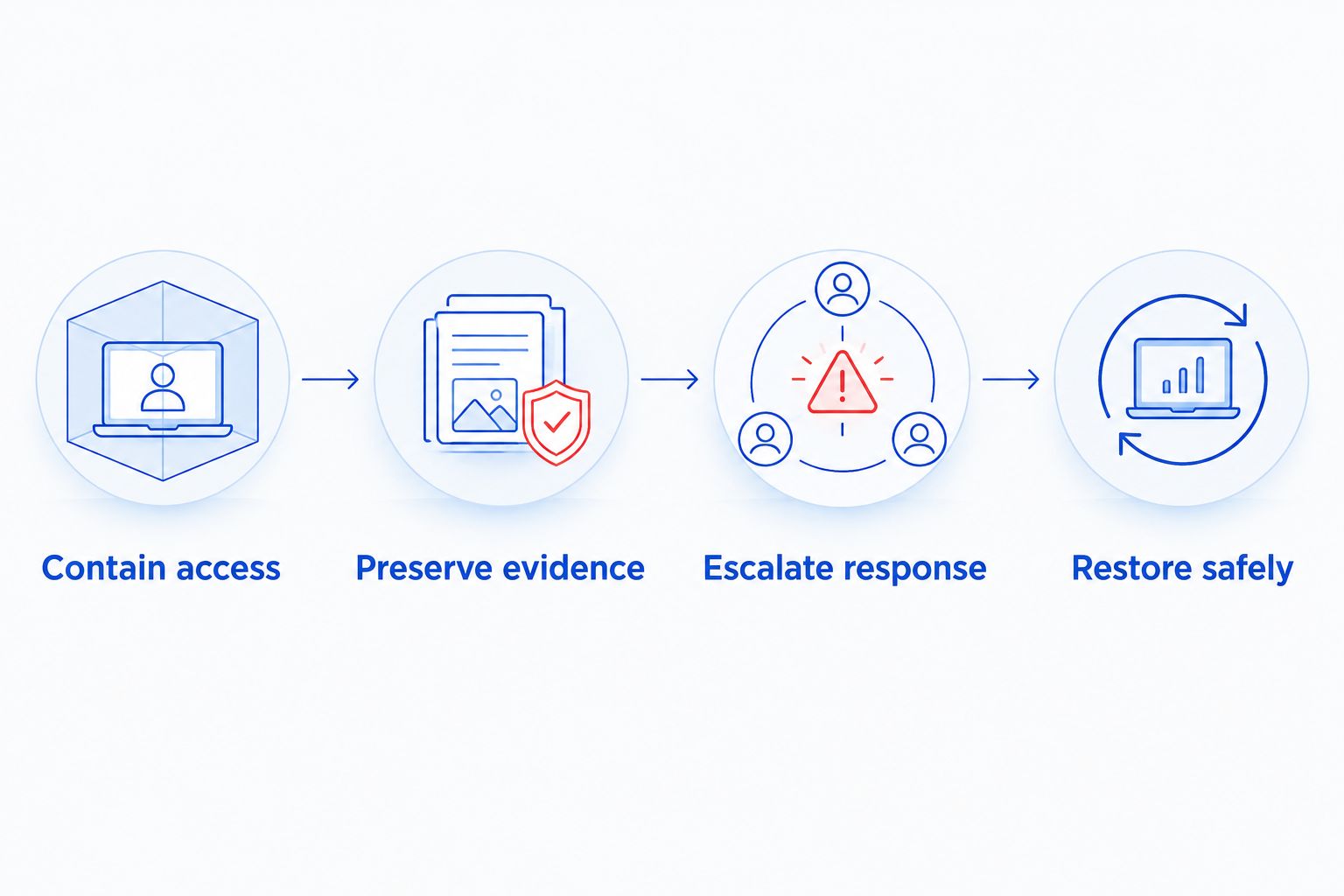 Incident response sequence from containing access to restoring systems safely