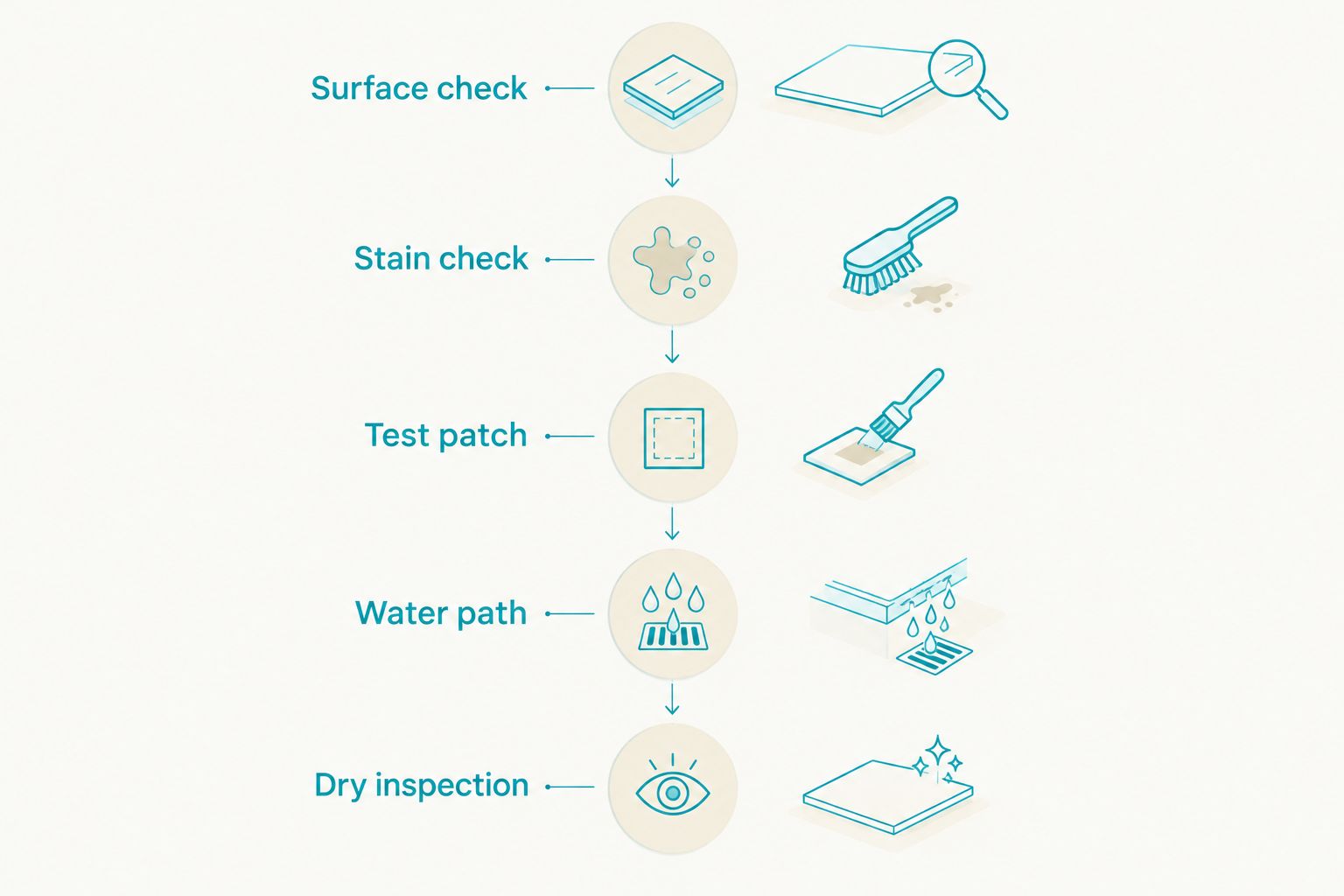 Five driveway-cleaning checks from surface identification through inspection after drying