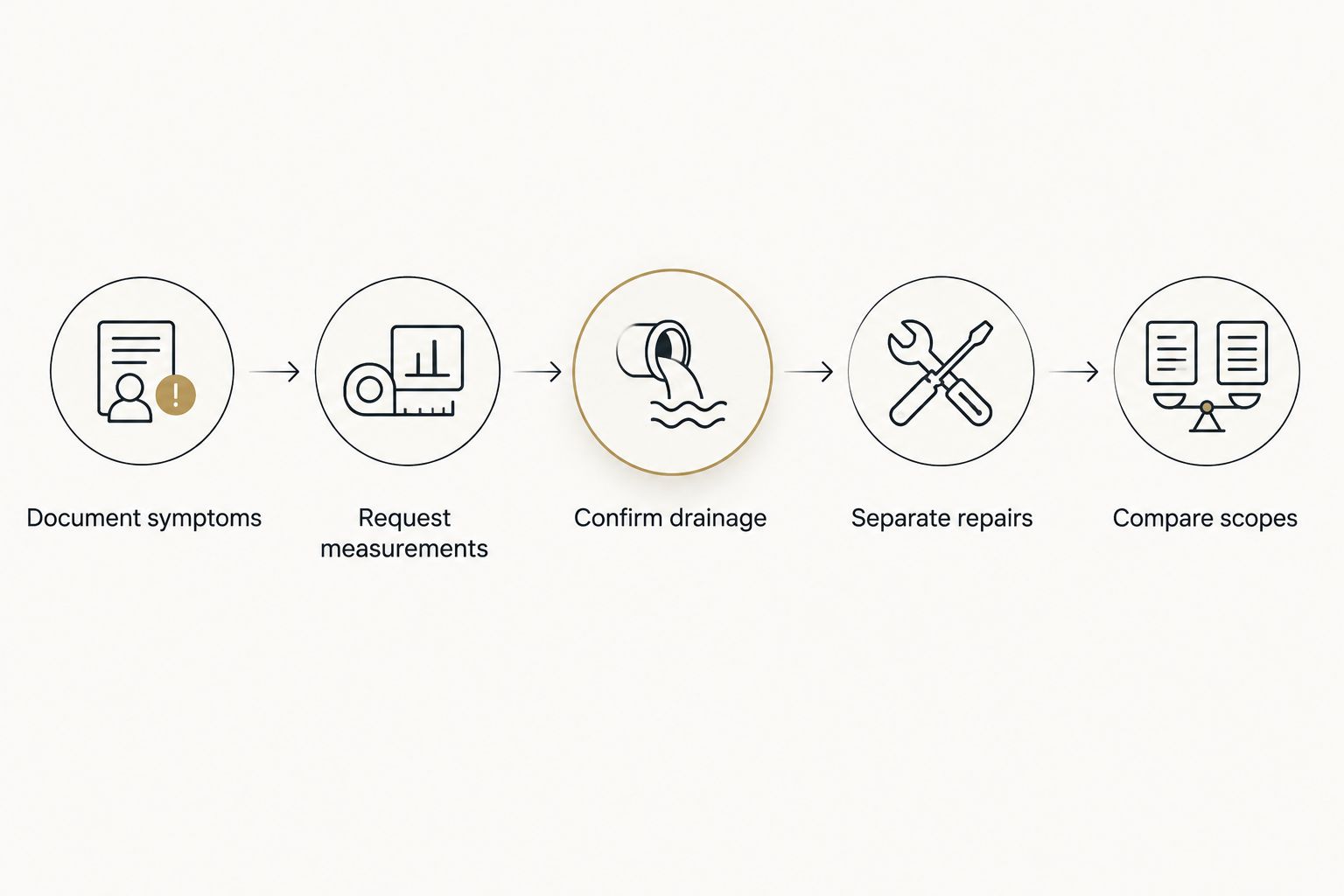 Estimate preparation steps from documenting gutter problems to comparing written scopes