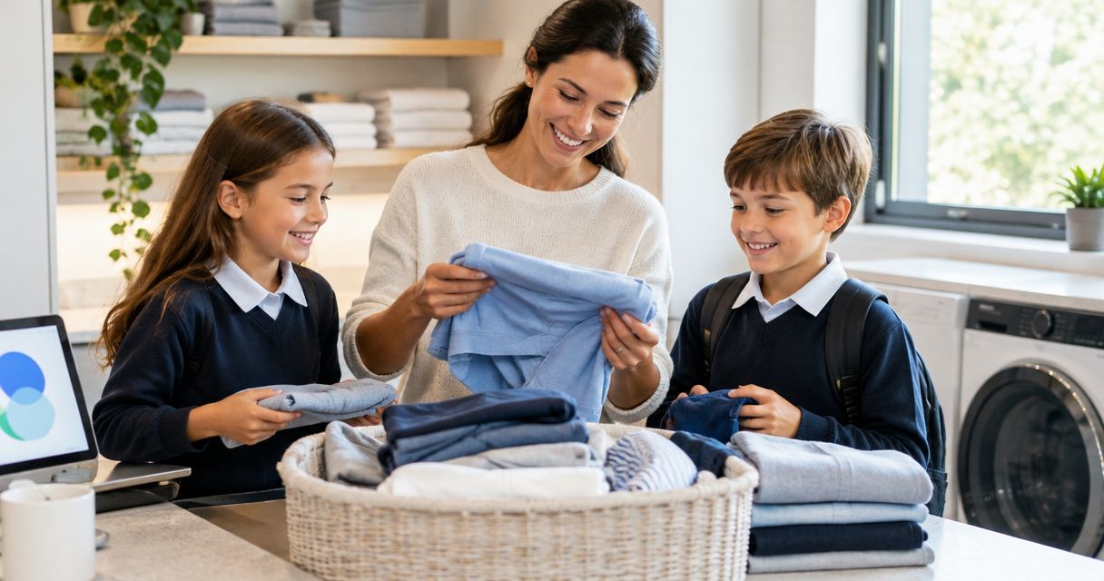 Wash and fold laundry service for families with schoolchildren