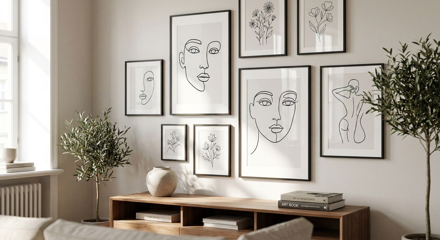 Line art prints for a modern gallery wall