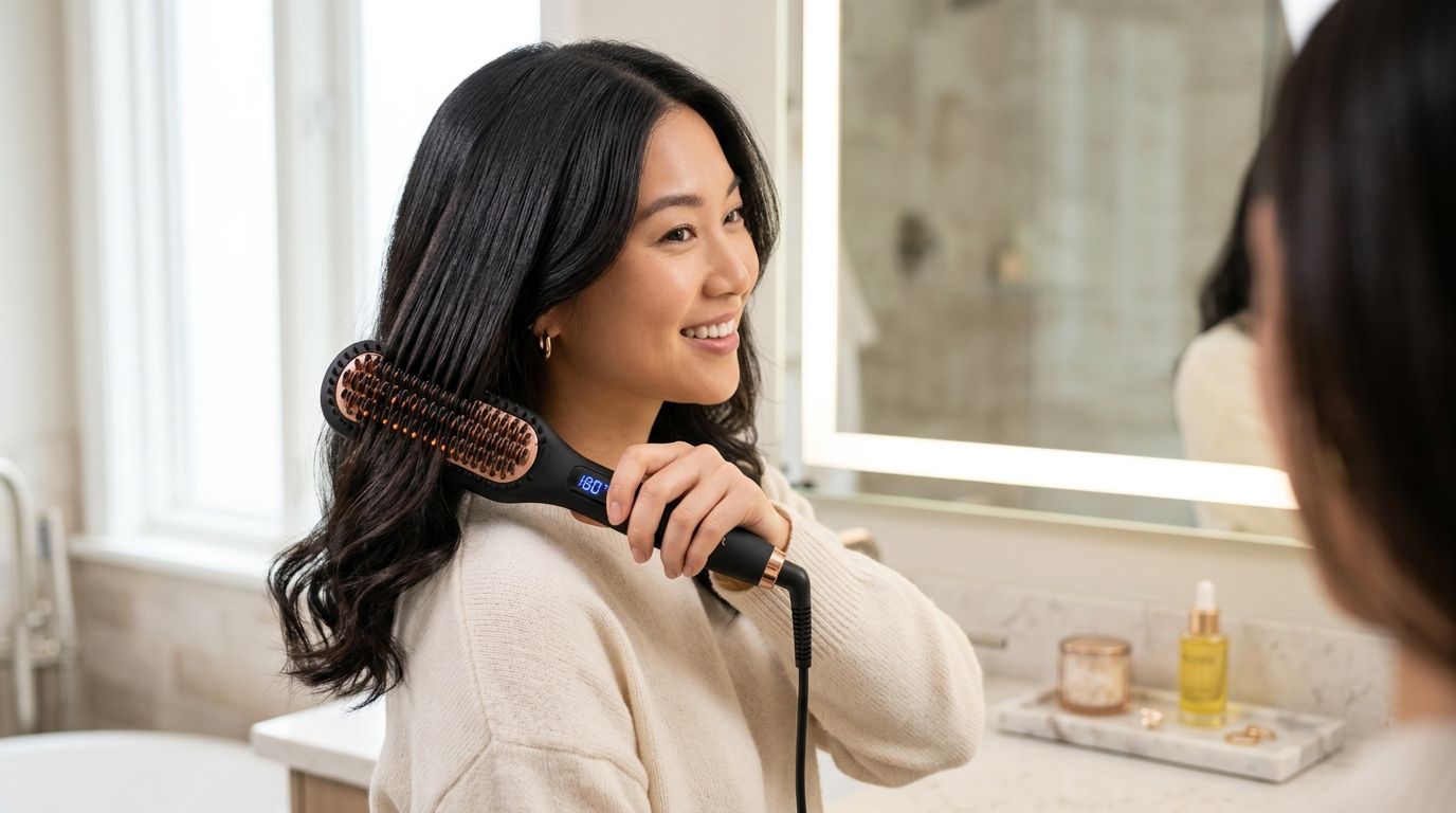 Heated hair brush for Asian hair textures