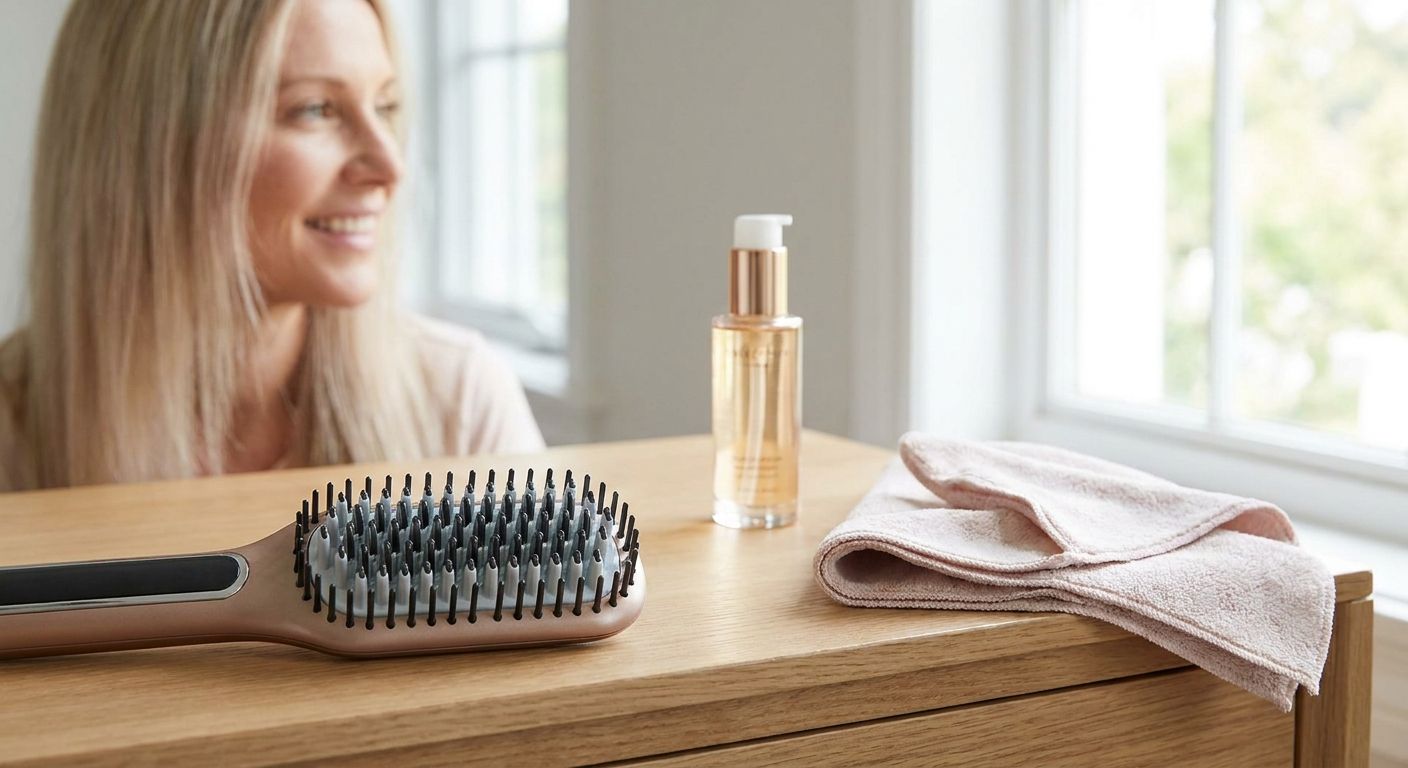 Straightening brush for fine, thin hair