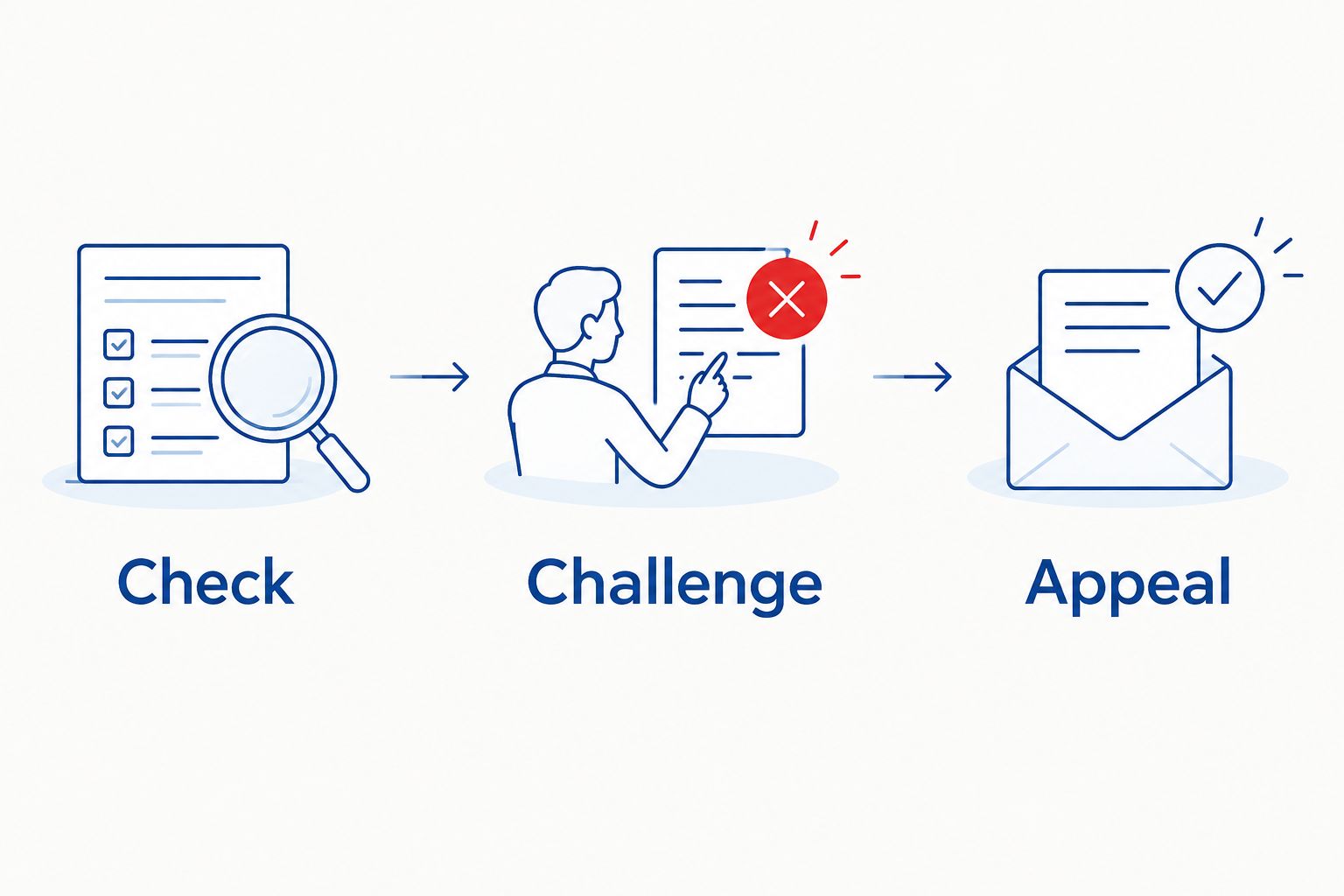 The valuation dispute sequence: Check, Challenge, then Appeal