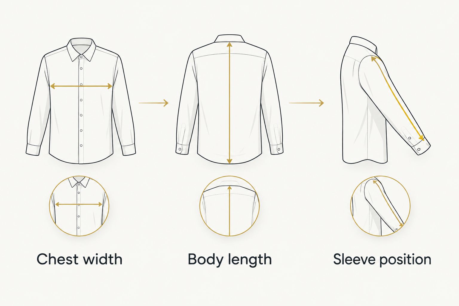 Three fit checks for a graphic tee: chest width, body length, and sleeve position