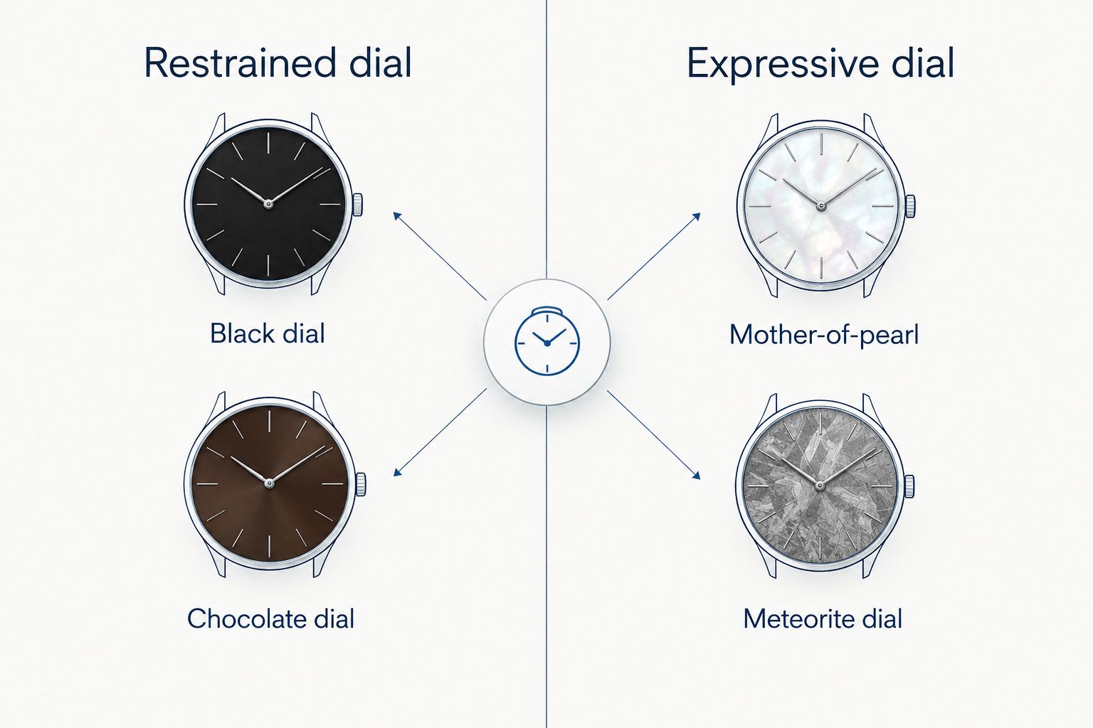 Comparison of restrained and expressive Daytona dial choices