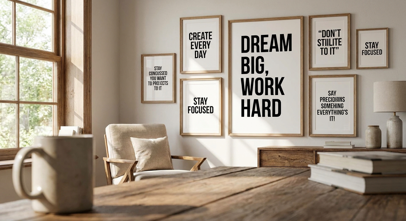 Typography and quote wall art for motivational spaces