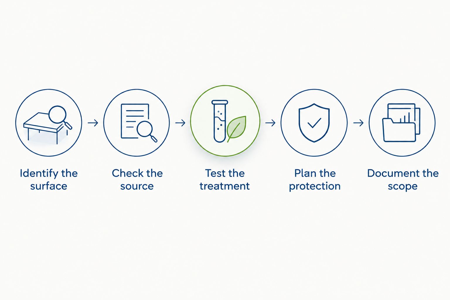 Five steps for defining a rust stain removal scope before approving treatment