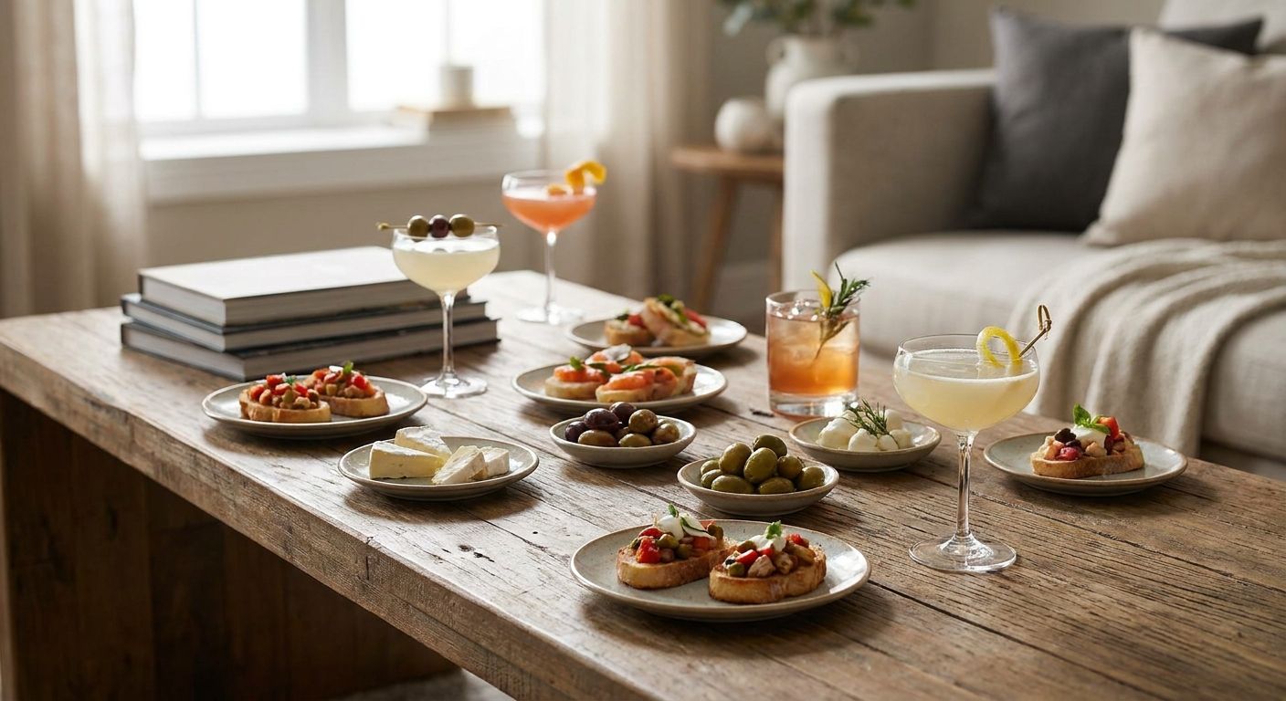 Small plates and cocktails for a book club night