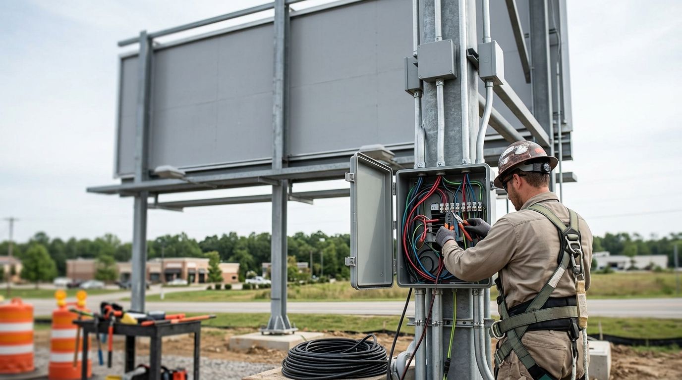 Electrical wiring for outdoor signage and billboards