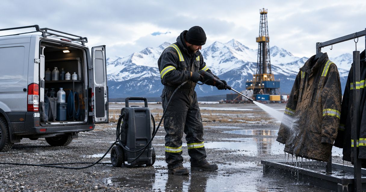 Exterior cleaning for Alaska oil field workers on rotation