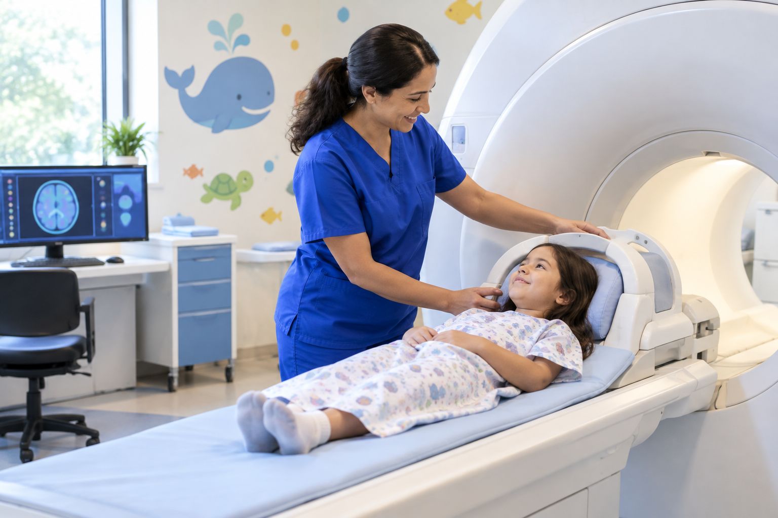 Pediatric imaging suite set up for musculoskeletal scans