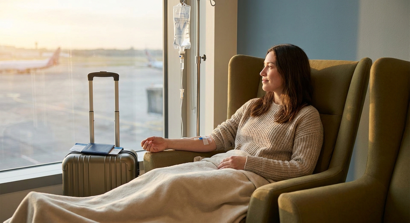 IV vitamin therapy for jet lag and travel recovery