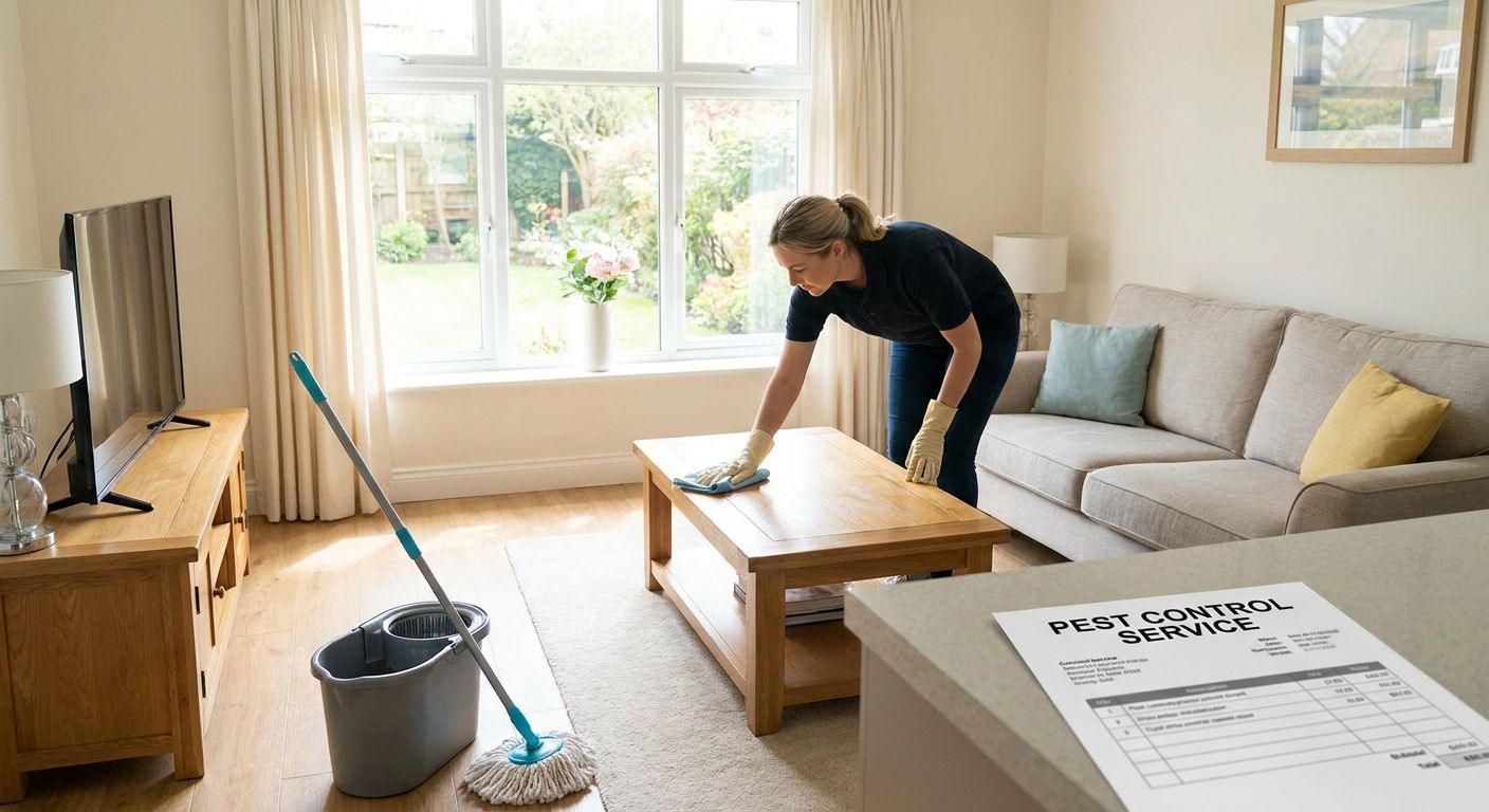 House cleaning after pest control treatment