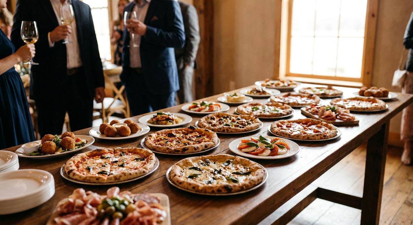 Pizza and small plates for a rehearsal dinner