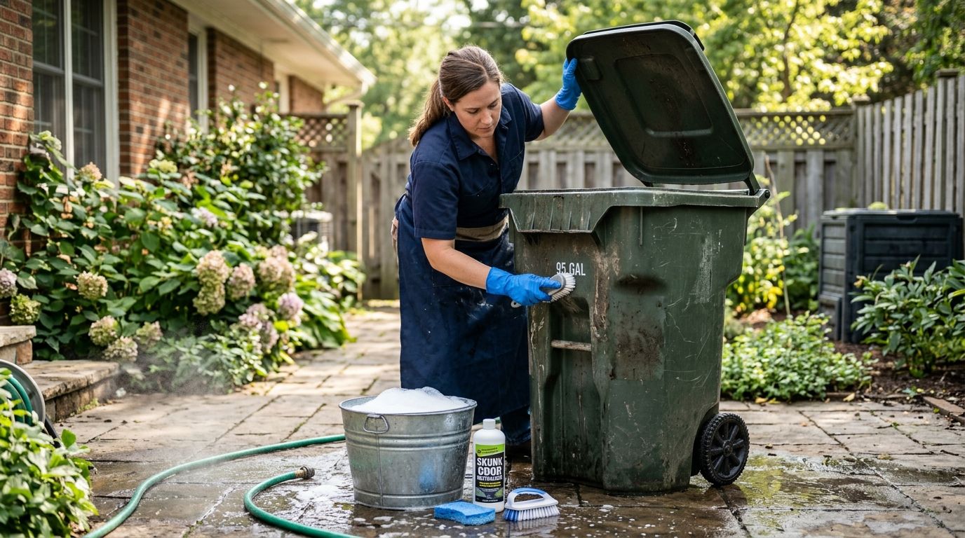 How to remove skunk odor from an outdoor trash can