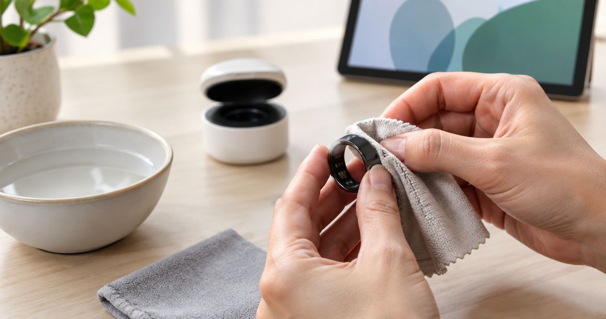 How do you clean a smart ring with a built-in microphone?