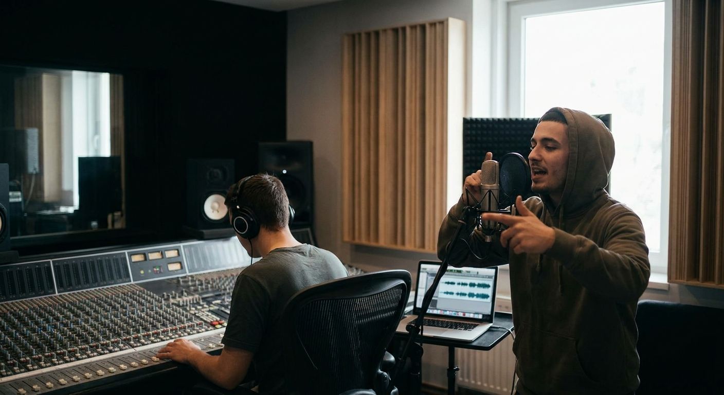 Audio recording sessions for freestyle rap artists