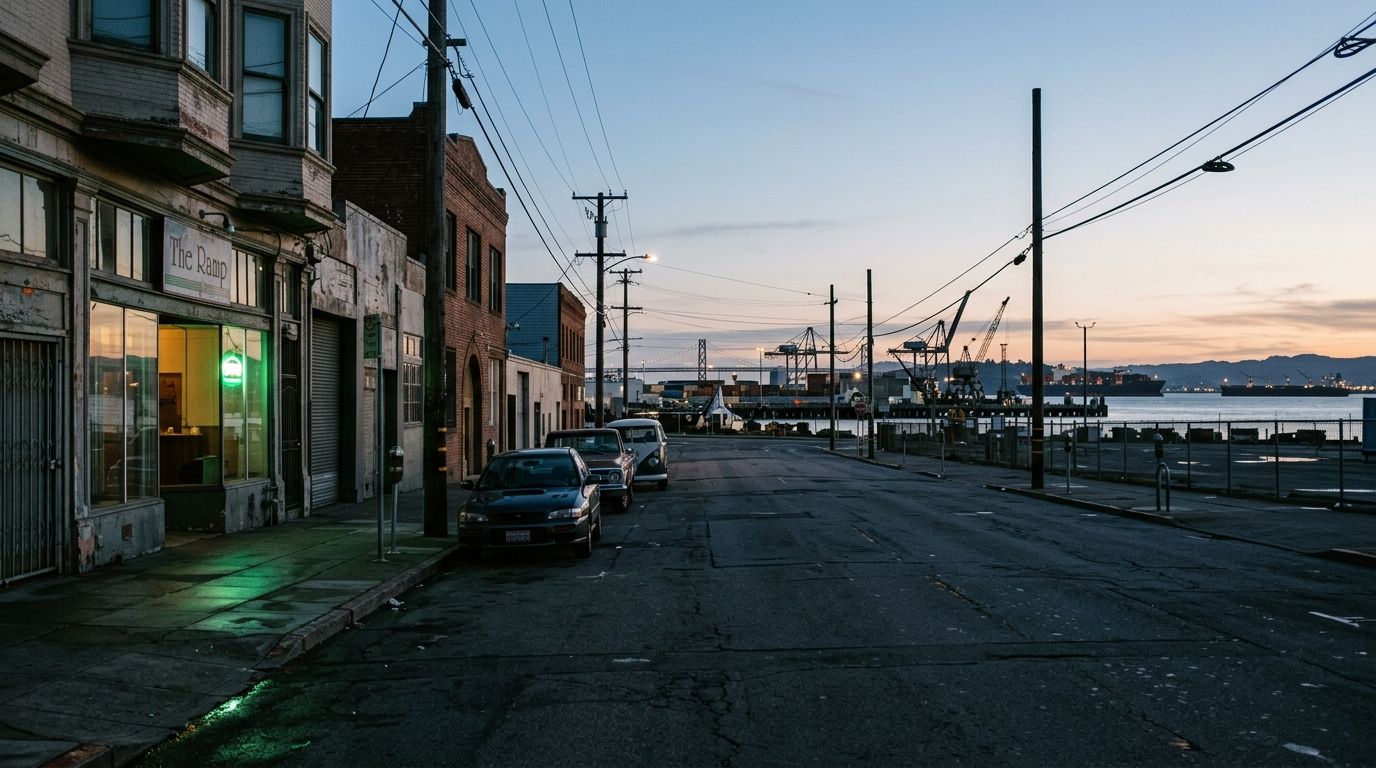 San Francisco waterfront street at dusk for Scoop A Dolla listener guide
