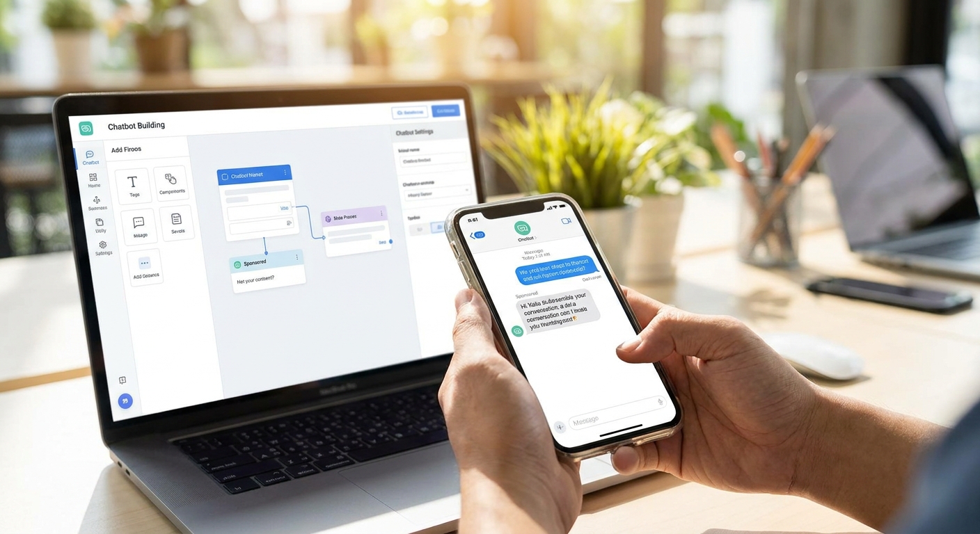 Conversational ads for no-code chatbot builders