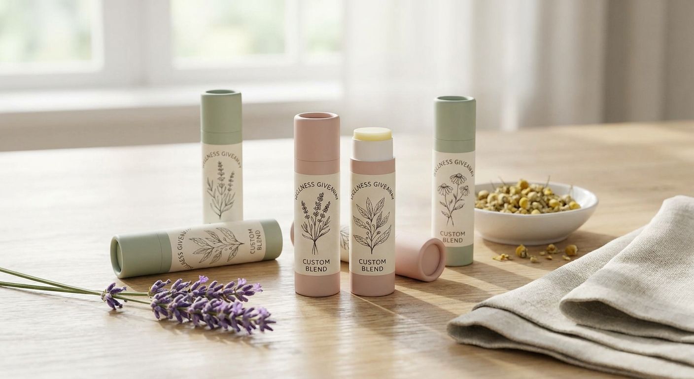 Custom lip balm for wellness and beauty giveaways