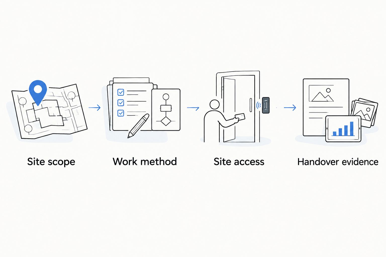 Four proposal checks covering scope, method, access and handover evidence