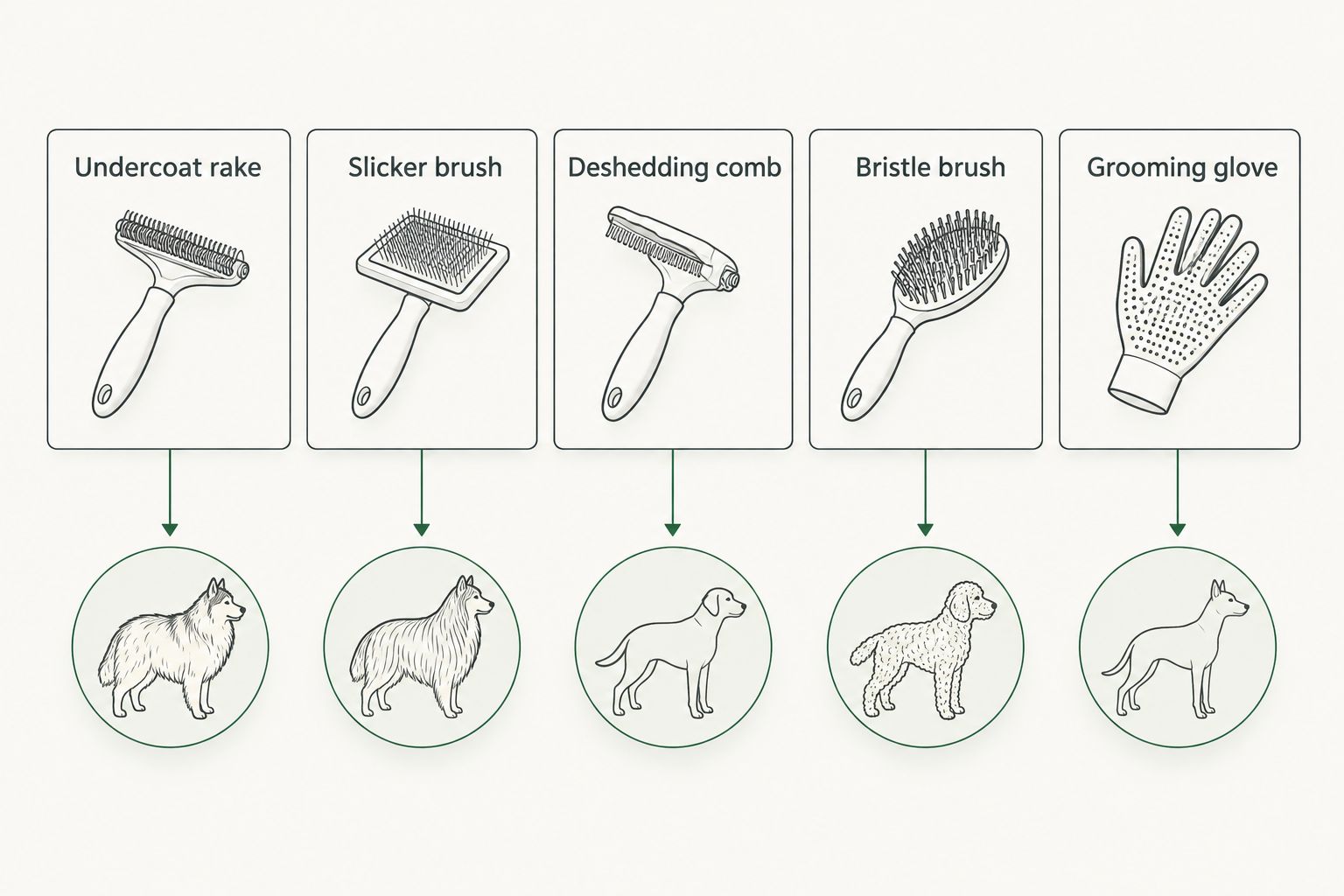 Five dog grooming brush types matched to coat type