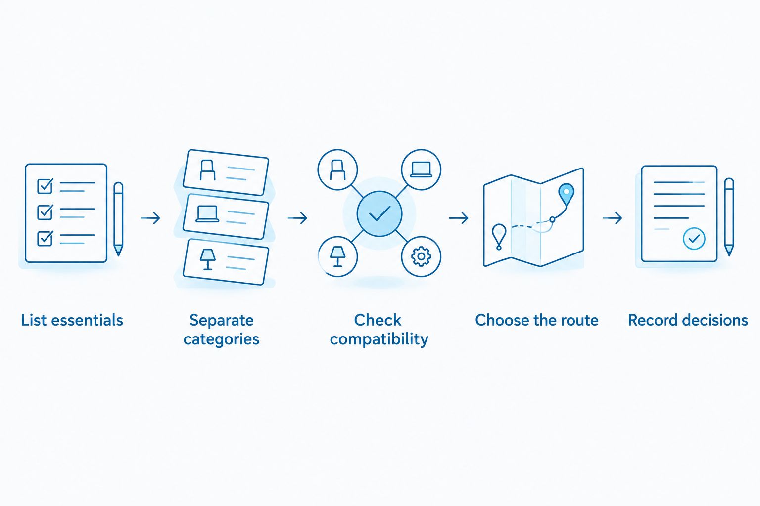 Supplier comparison process from listing essential products to recording purchasing decisions