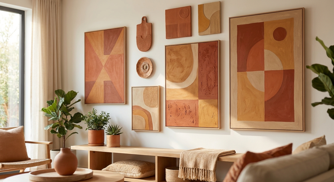 Terracotta and warm earthy wall art for modern homes