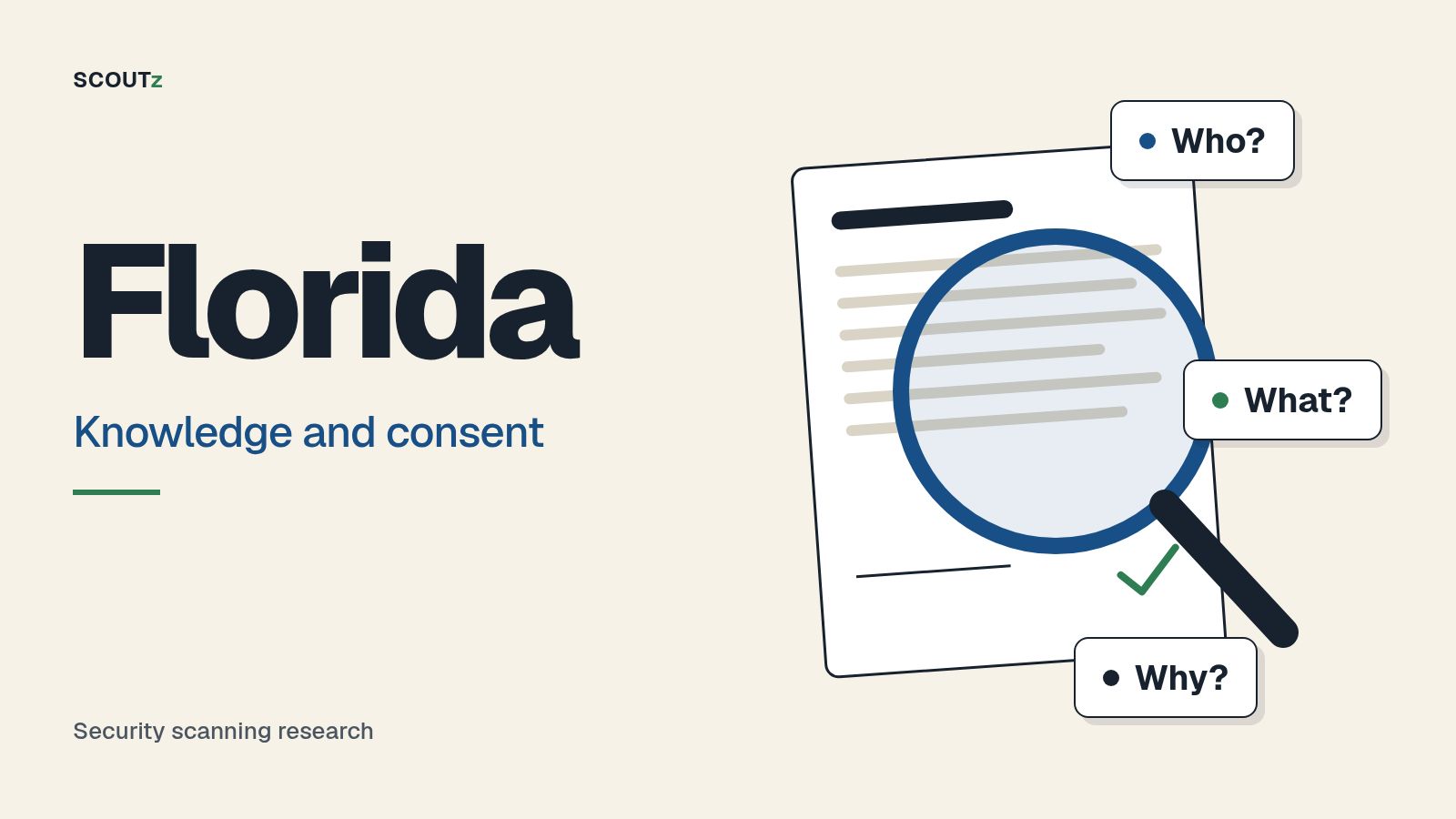 Florida scanning-law research illustration examining who authorizes what activity and for what purpose.