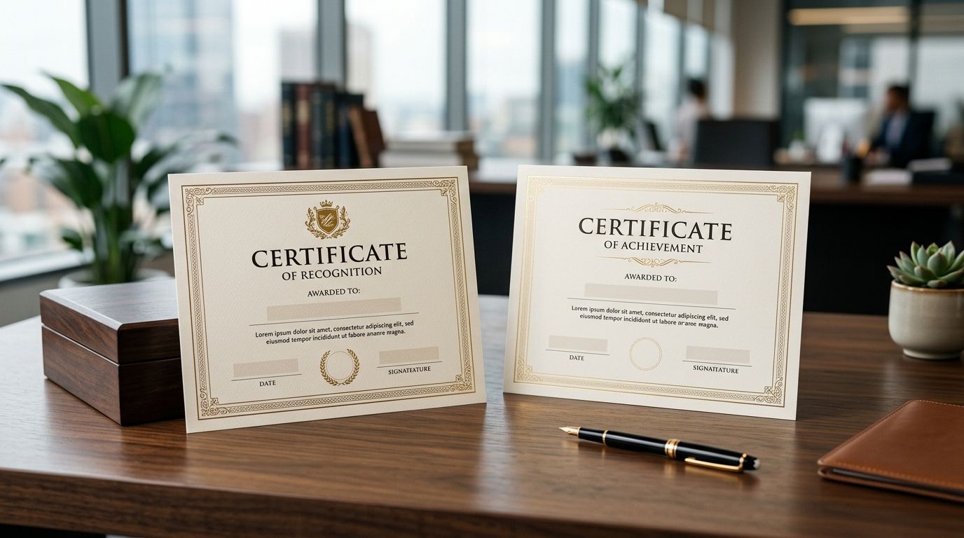 Custom certificates for awards and recognition