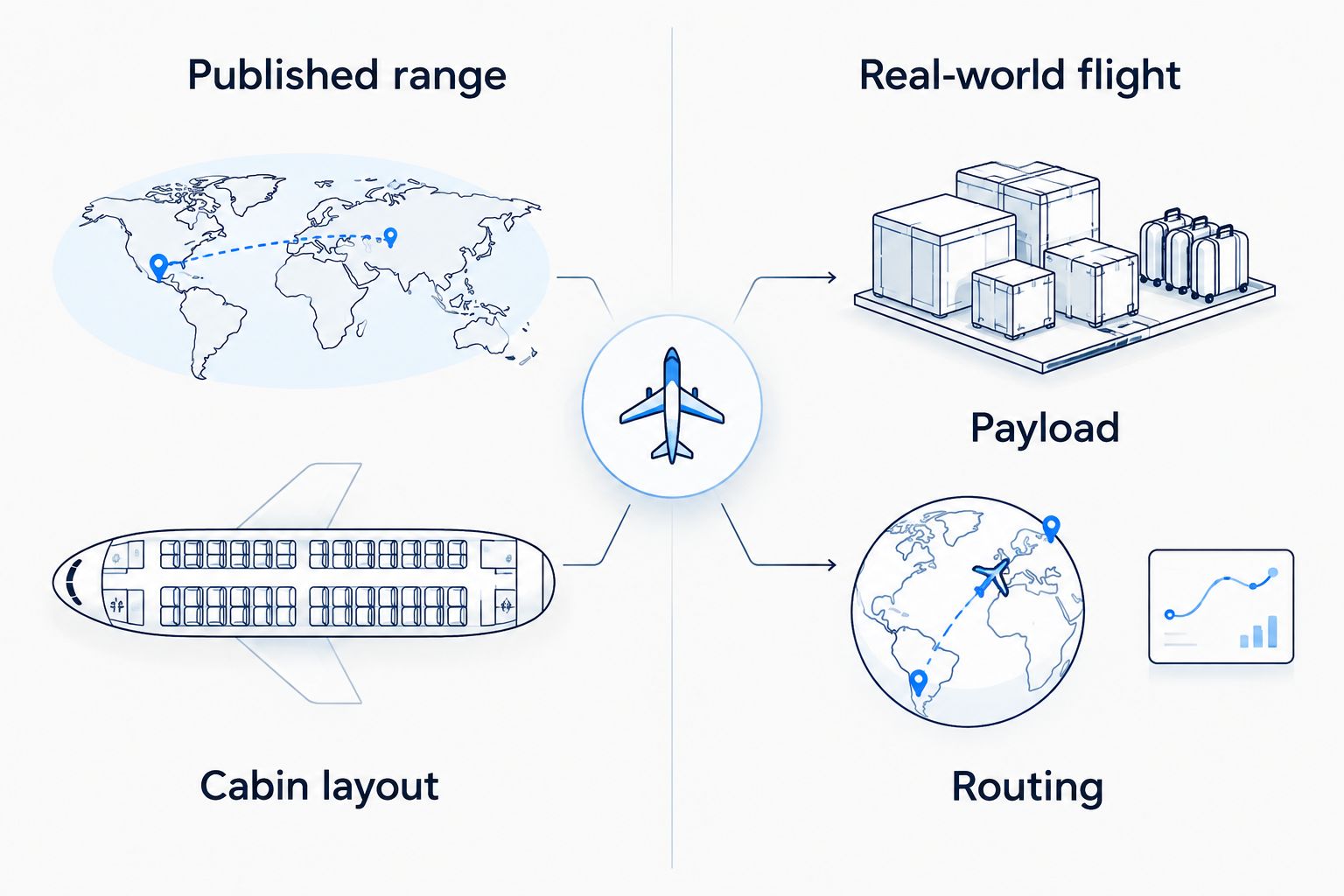 Comparison of published aircraft specifications with the factors shaping a charter flight