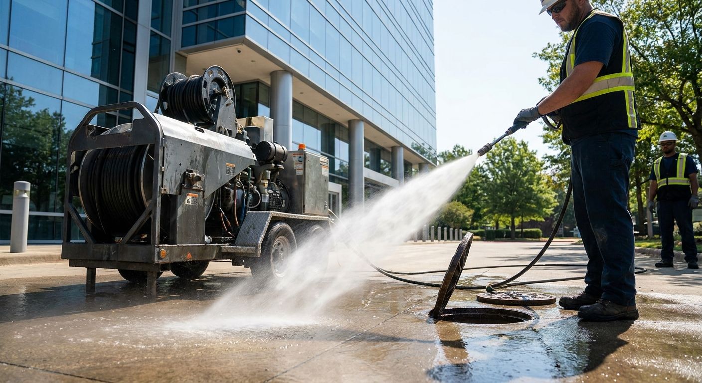Hydro jetting for commercial office buildings