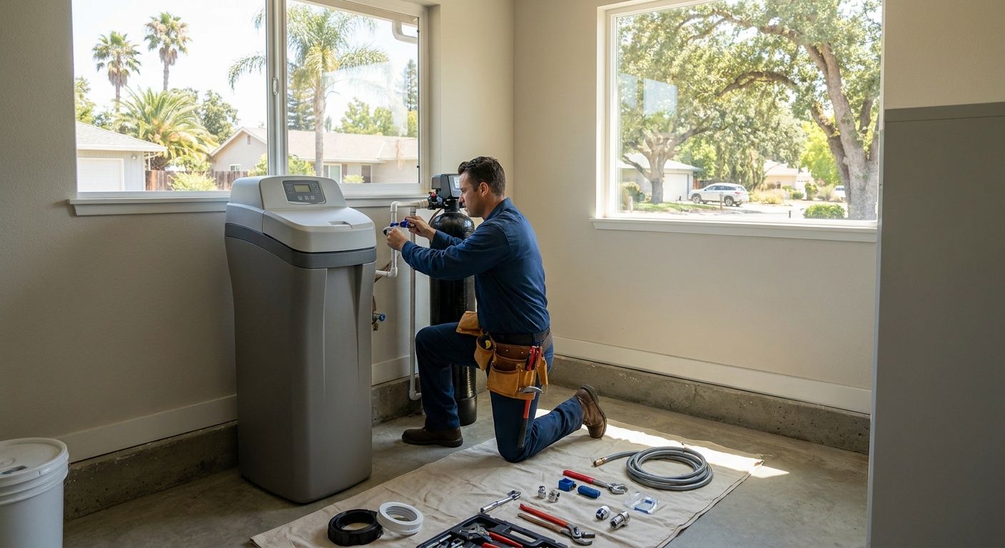 Water softener installation for hard water homes in Sacramento