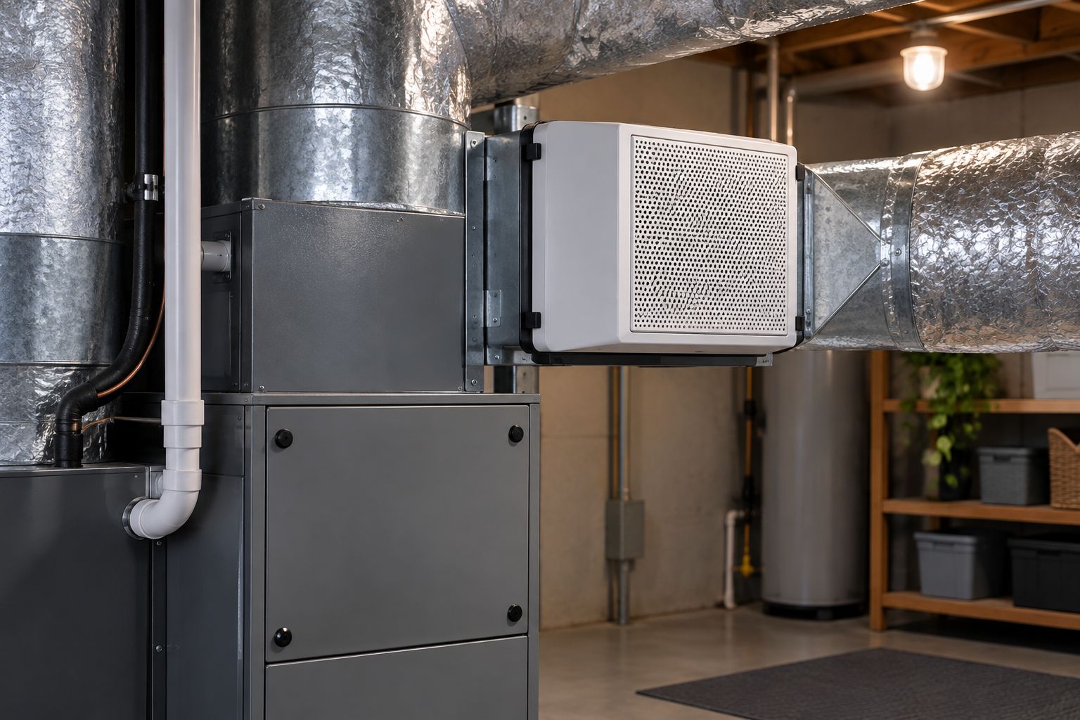 In-duct air purifier module installed on a furnace air handler