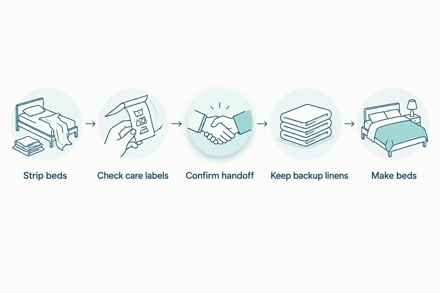 Turnover laundry sequence from stripping beds to making them with clean linens