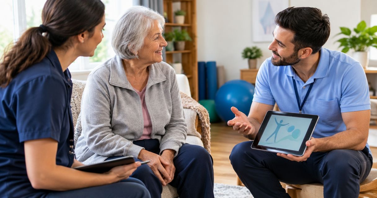 How should home care teams share goals with a physiotherapist?