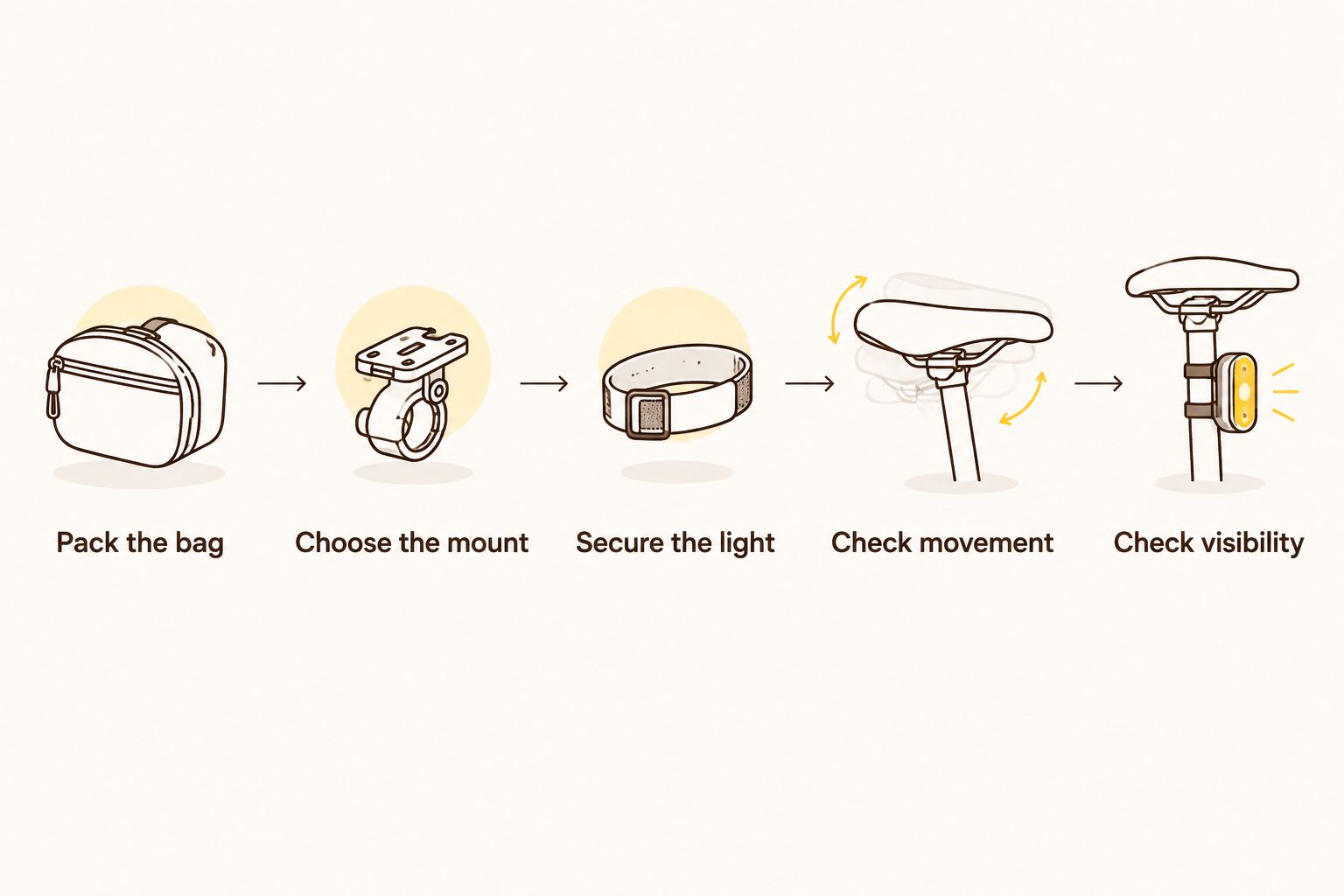 Five checks for fitting a rear light around a loaded saddle bag
