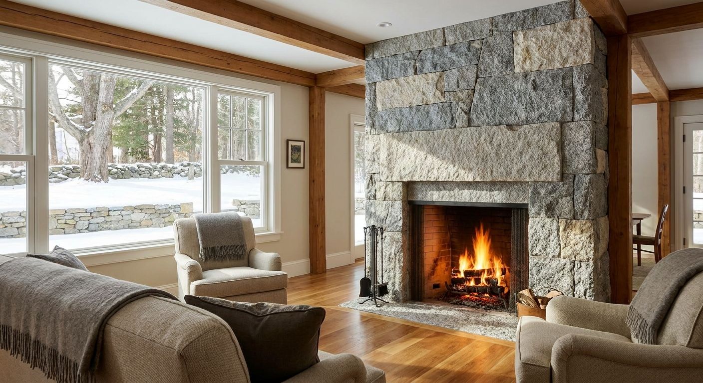 Granite fireplace surrounds for New England homes