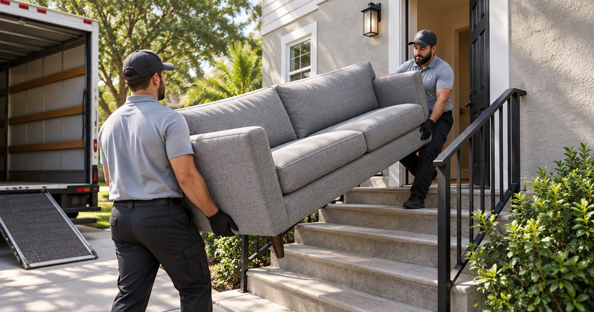 Couch removal in Largo: planning for stairs and tight doorways