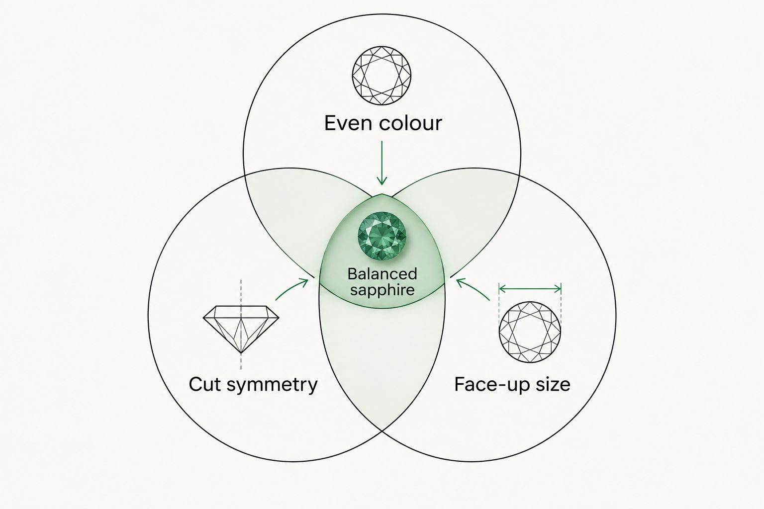 Three factors that combine to create a balanced sapphire
