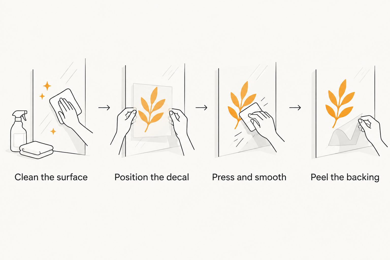 Four steps for applying a vinyl decal to a car window