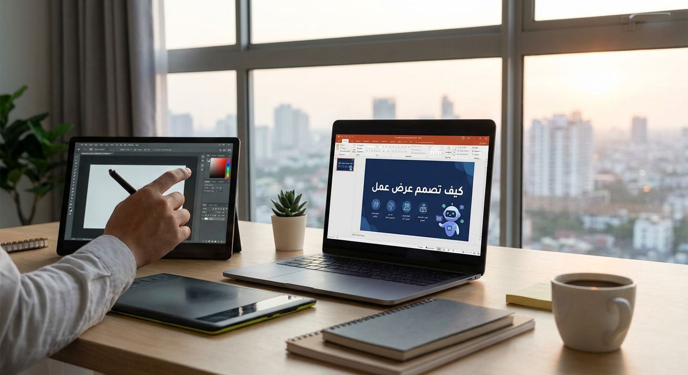 How to design a business presentation in Arabic with AI