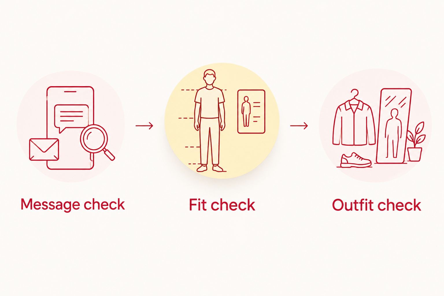 Three checks for choosing a tee: message, fit, and outfit compatibility.