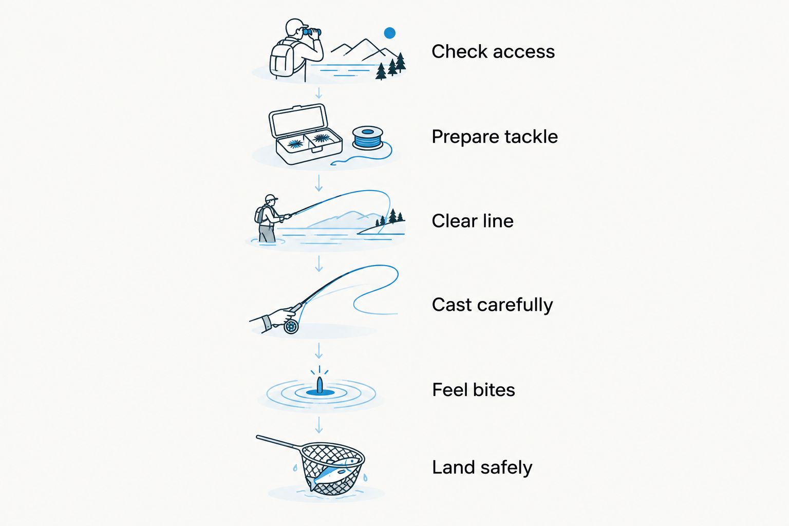 Six steps for a controlled hand-reel night-fishing routine